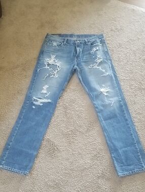Hollister Light Blue Distressed Straight Jeans 34x32